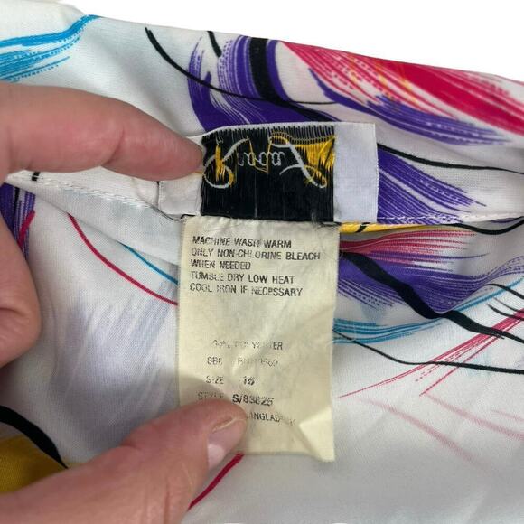 Vintage 90’s Rhoda Lee Blouse Button Down Paintbrush Pink Purple 16 - Picture 9 of 9